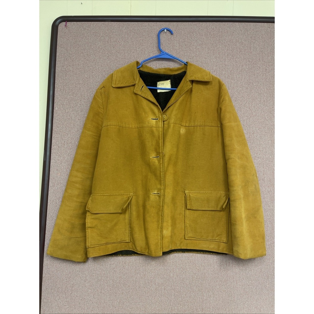 VTG 70s Sears Camel/tan Suede Leather Coat Jacket Western Sherpa-Lined